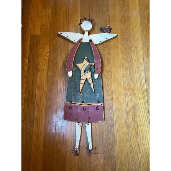 Rustic Farmhouse Decorative Wooden Angel American Primitive - Picture 12 of 12
